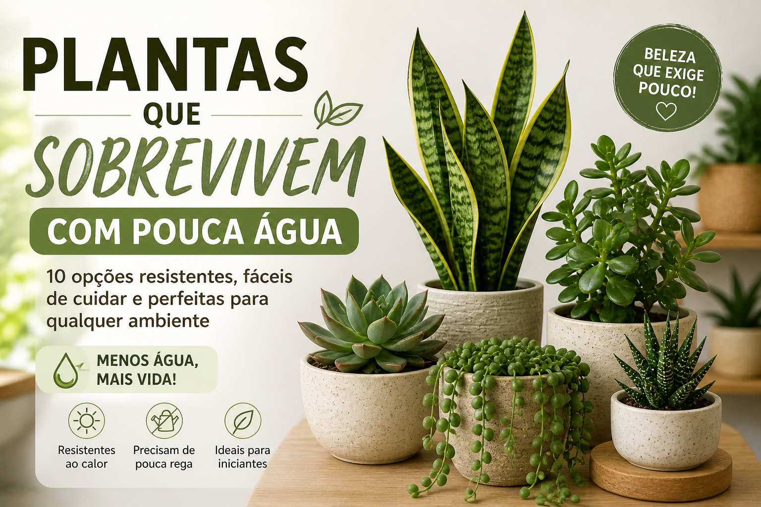 plantas que sobrevivem com pouca água em apartamento