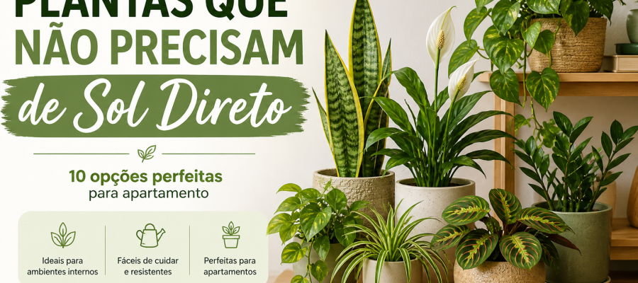 plantas que não precisam de sol direto em apartamento