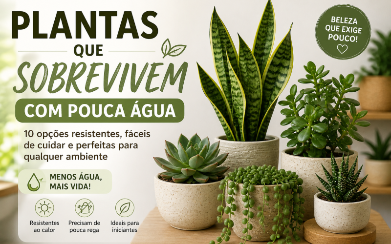 plantas que sobrevivem com pouca água em apartamento